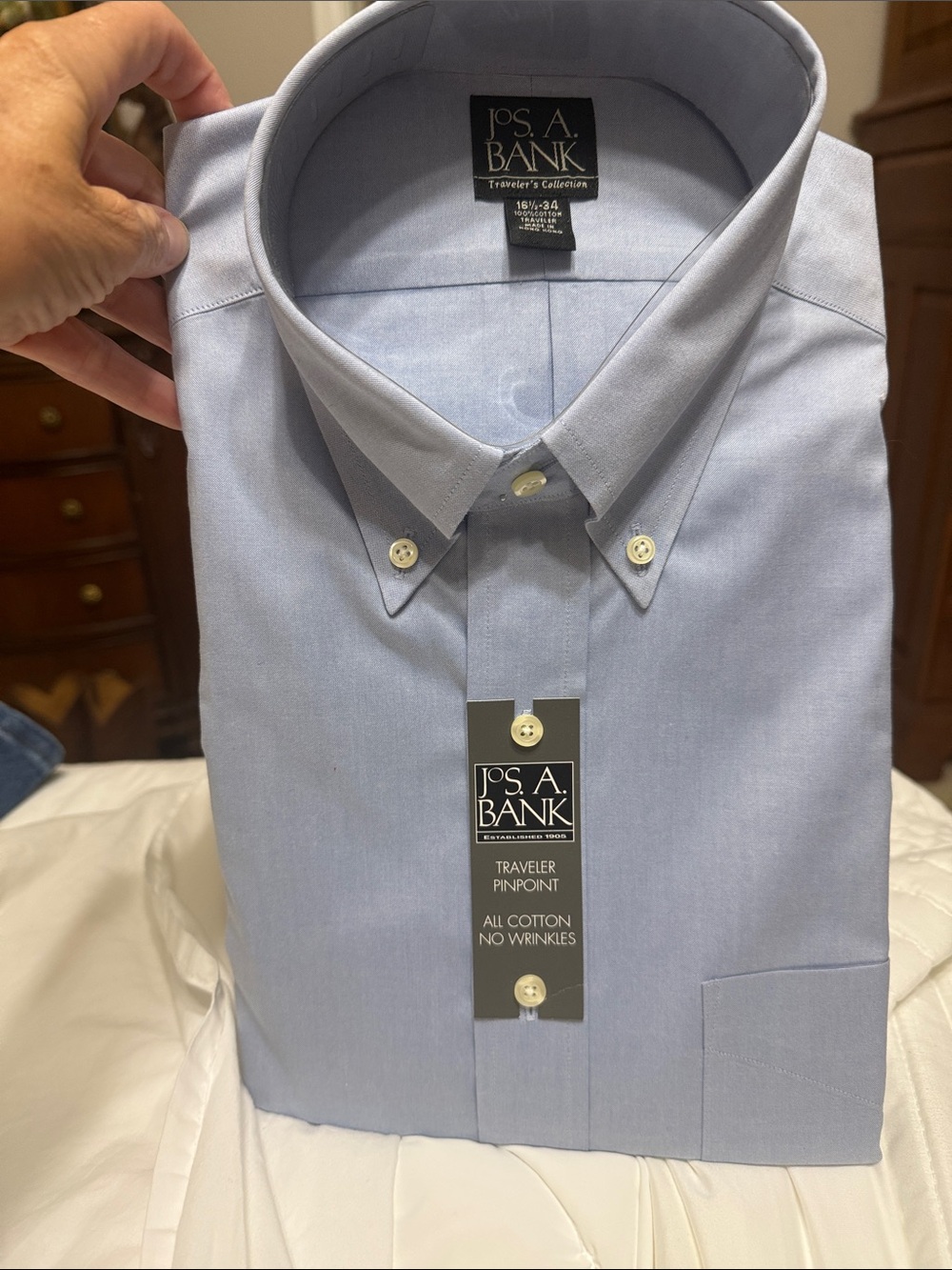 Jos. A. Bank Light Blue Traveler Pinpoint Button-Down Dress Shirt